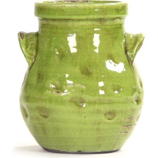 Green Jar by Zentique in distressed green and ceramic. Made from ceramic in a eclectic & global style.