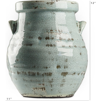 Green Bowl by Zentique in distressed green and ceramic. Made from ceramic in a eclectic & global style.