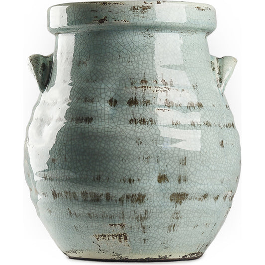 Blue Jar by Zentique in distressed blue and ceramic. Made from ceramic in a eclectic & global style.