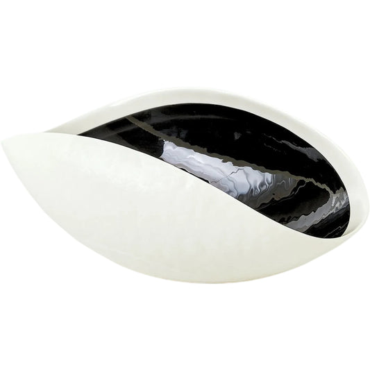 Ebony & Ivory Bowl by Global Views in natural. Made from artglass in a unique style.