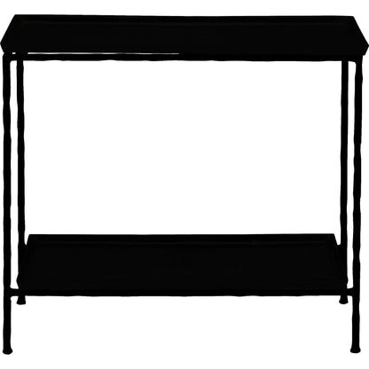 Boyles Brass Side Table by Currey and Company in antique brass, black. Made from cast aluminum, iron in a transitional style.