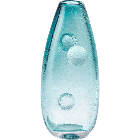Pom Pom Vase by Global Views in azure. Made from artglass in a unique style.