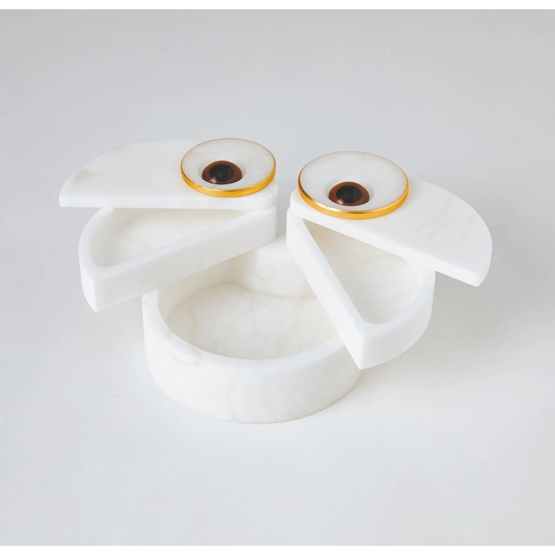 Alabaster Owl Box by Global Views in natural. Made from alabaster, glass in a eclectic & global style.