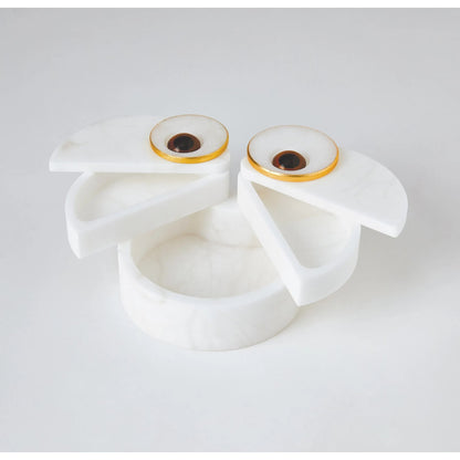 Alabaster Owl Box by Global Views in natural. Made from alabaster, glass in a eclectic & global style.