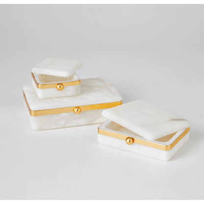 Gold Band Swivel Alabaster Box by Global Views in natural. Made from alabaster, metal in a modern style.