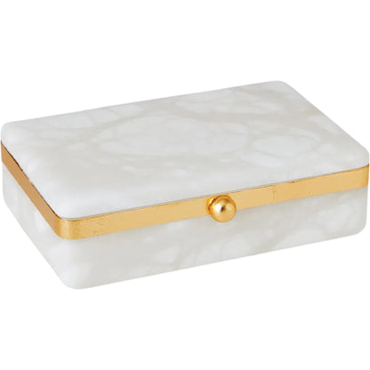 Gold Band Swivel Alabaster Box by Global Views in natural. Made from alabaster, metal in a modern style.