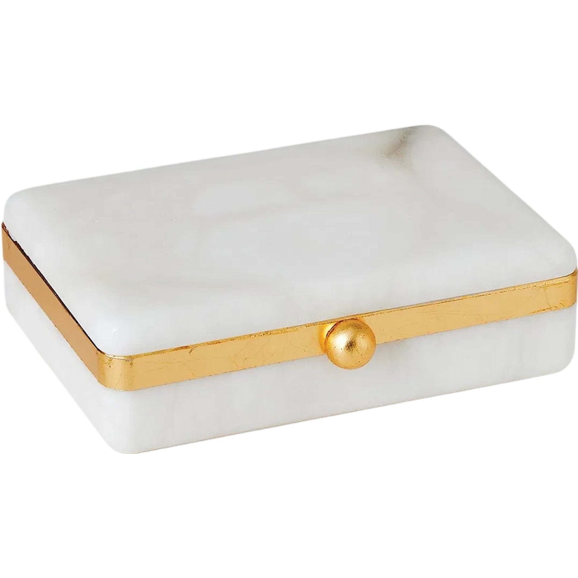 Gold Band Swivel Alabaster Box by Global Views in natural. Made from alabaster, metal in a modern style.