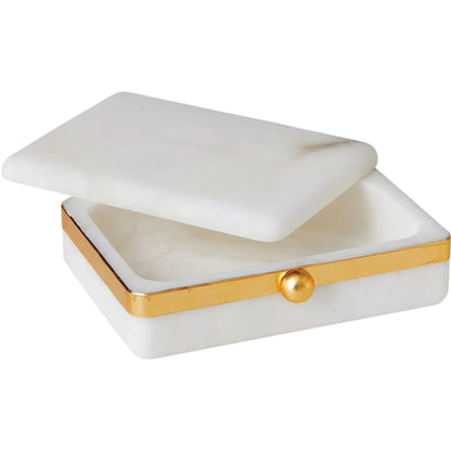 Gold Band Swivel Alabaster Box by Global Views in natural. Made from alabaster, metal in a modern style.