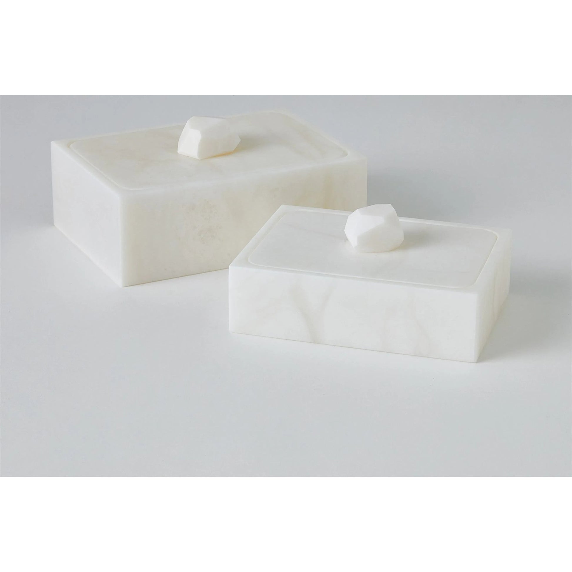 Facet Knob Alabaster Box by Global Views in white. Made from unique in a unique style.