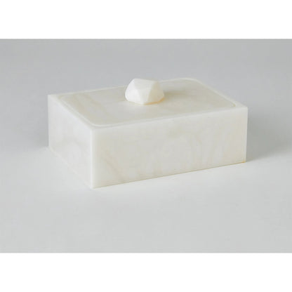 Facet Knob Alabaster Box by Global Views in white. Made from unique in a unique style.