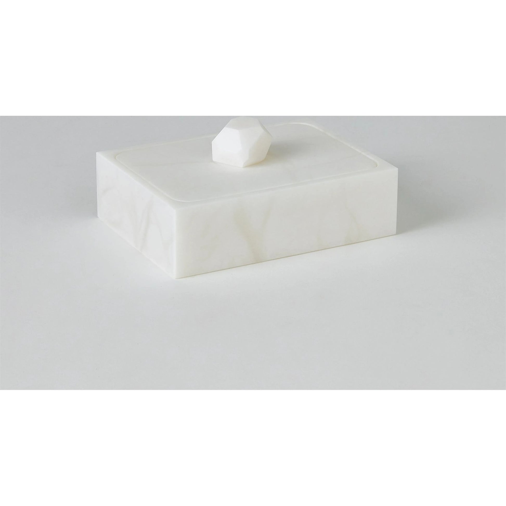 Facet Knob Alabaster Box by Global Views in white. Made from unique in a unique style.