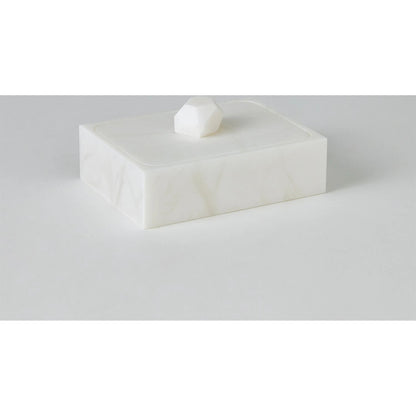 Facet Knob Alabaster Box by Global Views in white. Made from unique in a unique style.