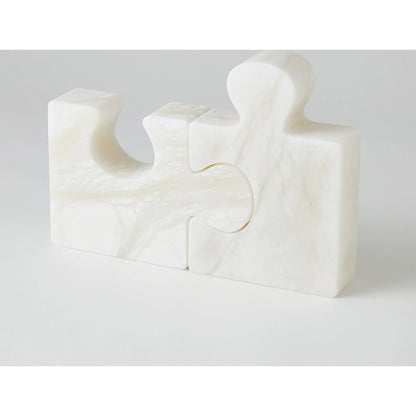 Alabaster Jigsaw Bookends by Global Views. Made from alabaster in a eclectic & global style.