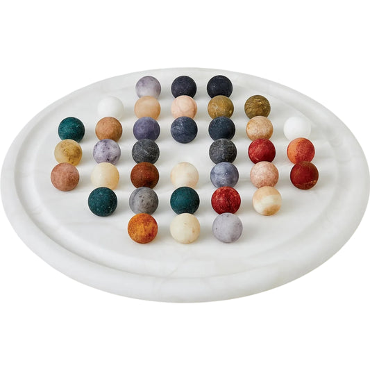 Alabaster Solitaire Game Set by Global Views. Made from alabaster in a modern style.