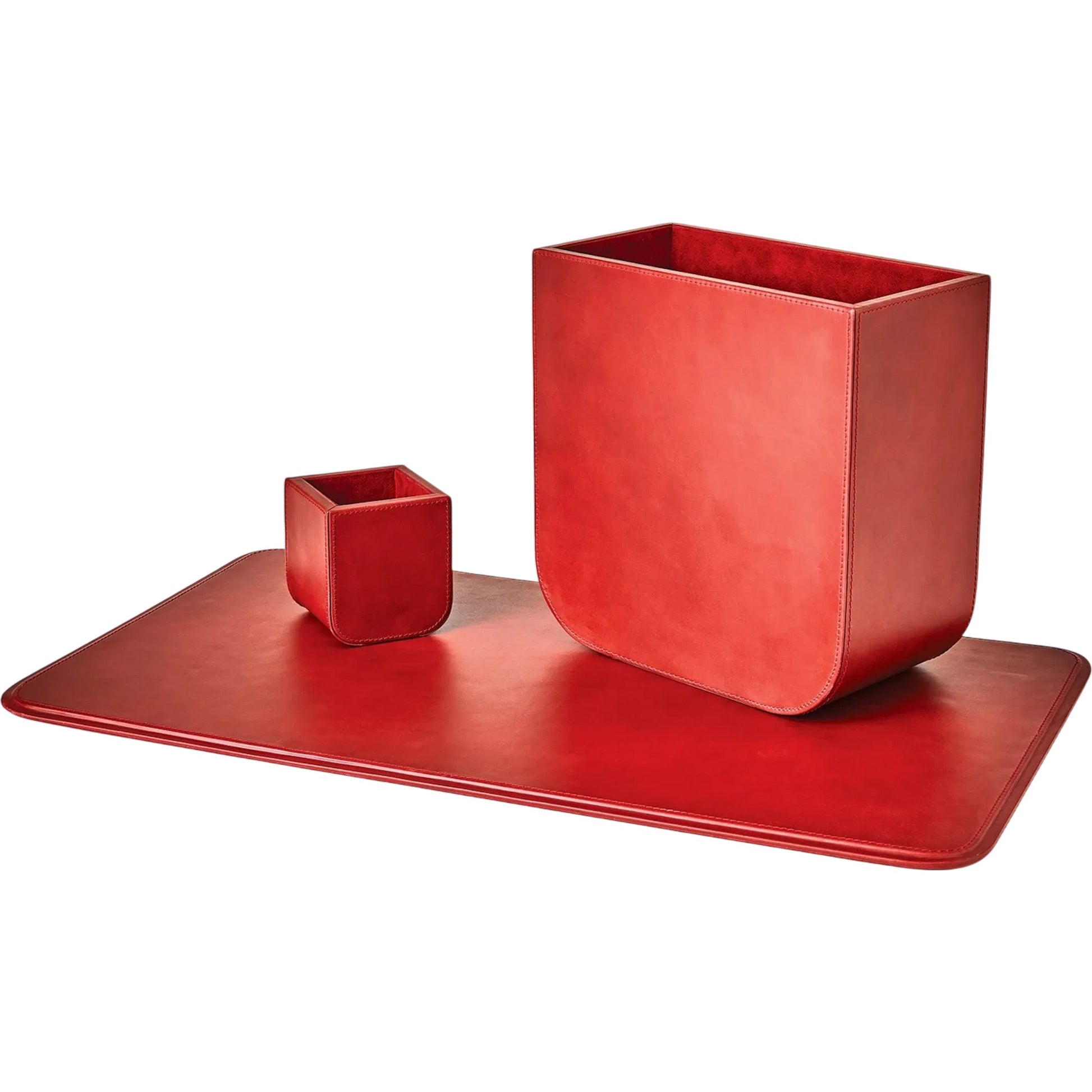 Radius Edge Leather Wastebasket by Global Views. Made from unique in a transitional style.