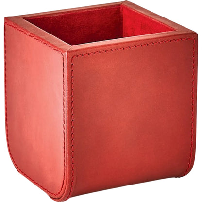 Radius Edge Leather Wastebasket by Global Views. Made from unique in a transitional style.