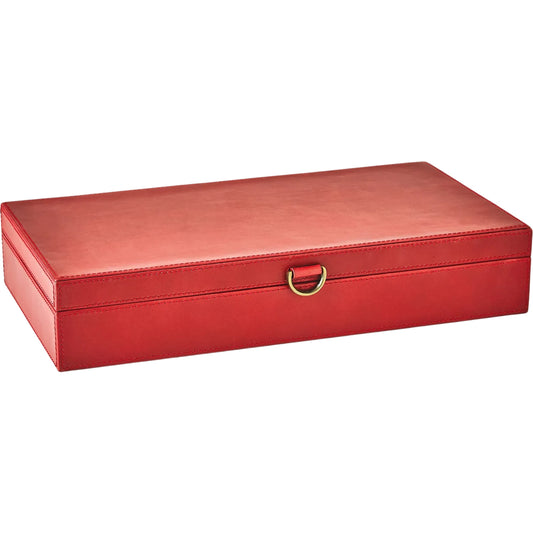 Marbled Leather D Ring Box by Global Views in deep red. Made from leather, wood, metal in a unique style.