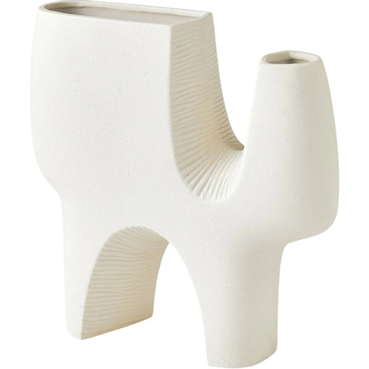 Cassel Vase by Global Views in matte white. Made from ceramic in a modern style.