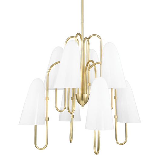 Slate Hill 8 Light Chandelier by Hudson Valley in aged brass. Made from steel in a modern style.
