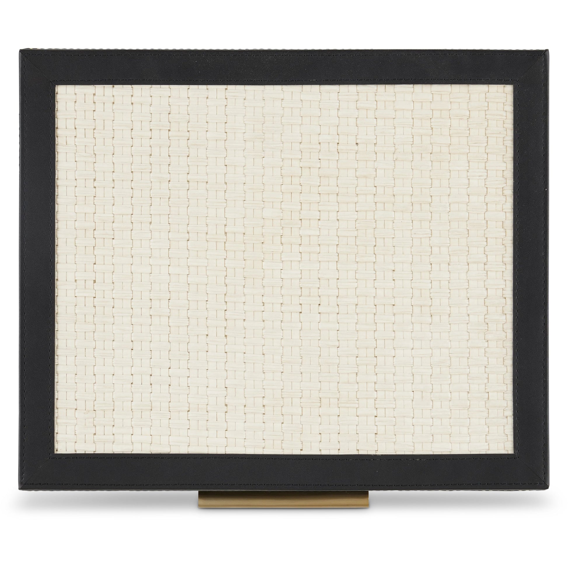 Deanna Box Set by Currey and Company in ivory, black, light antique brass, beige. Made from raffia, leather, brass, microsuede, mdf in a modern style.