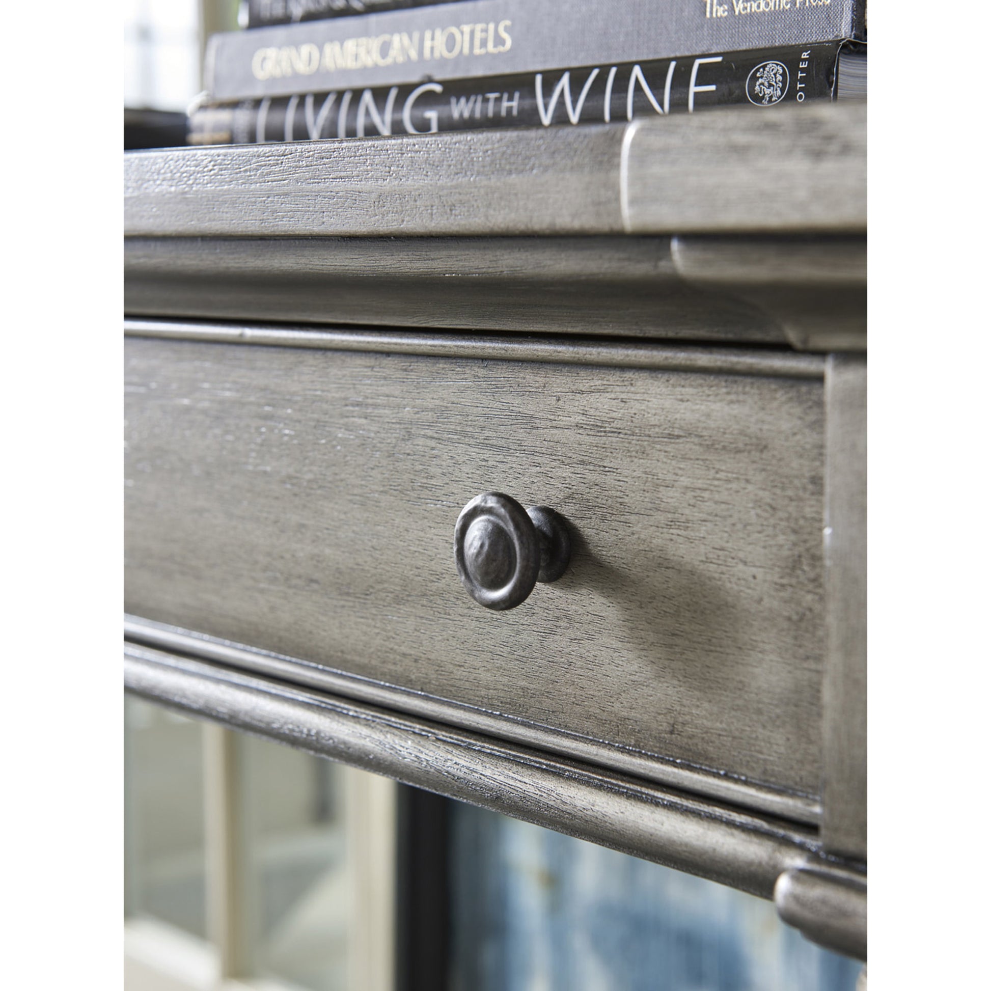Sands Point Sideboard by Lexington in pelican gray. Made from unique in a traditional style.