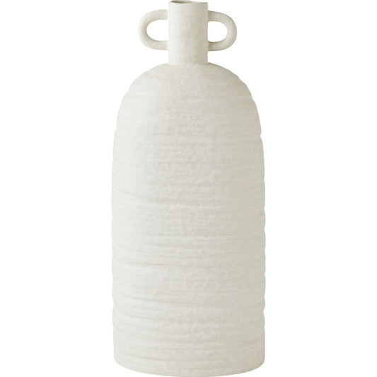 Sahara Vase by Global Views in white. Made from earthenware in a modern style.