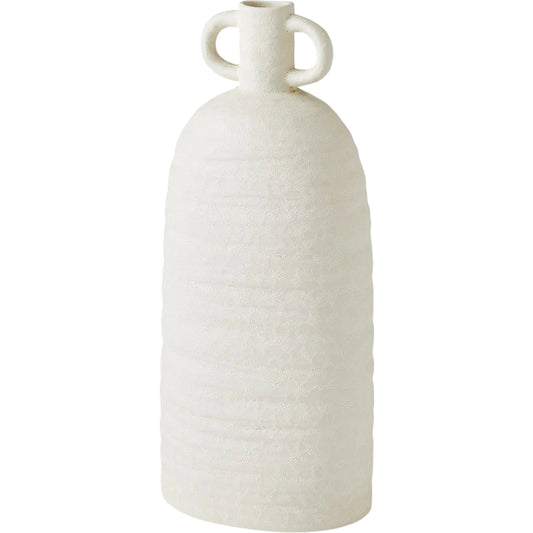 Sahara Vase by Global Views in white. Made from earthenware in a modern style.