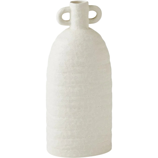Sahara Vase by Global Views in white. Made from earthenware in a modern style.