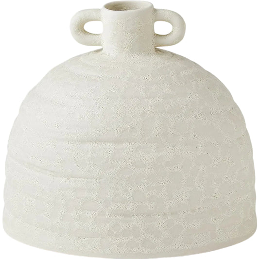 Sahara Vase by Global Views in white. Made from earthenware in a modern style.