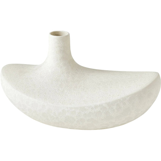 Solis Vase by Global Views in white. Made from earthenware in a unique style.
