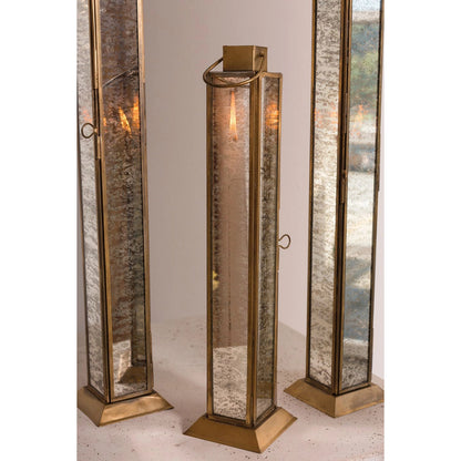Henley Lantern by Accent Decor in gold. Made from glass in a modern style.
