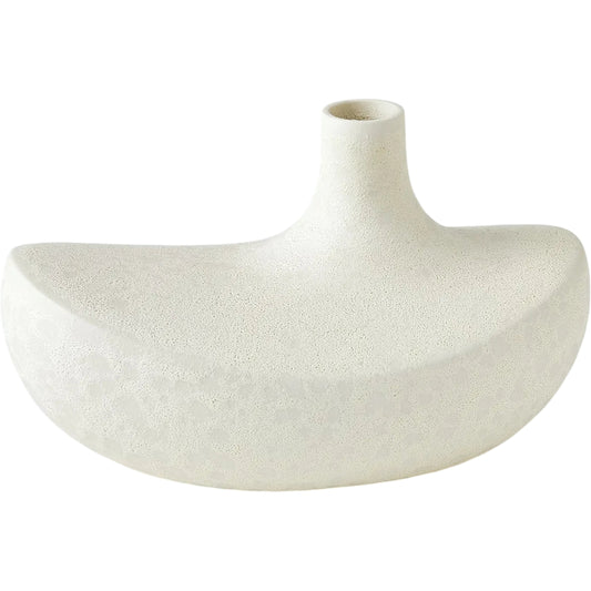 Solis Vase by Global Views in white. Made from earthenware in a unique style.