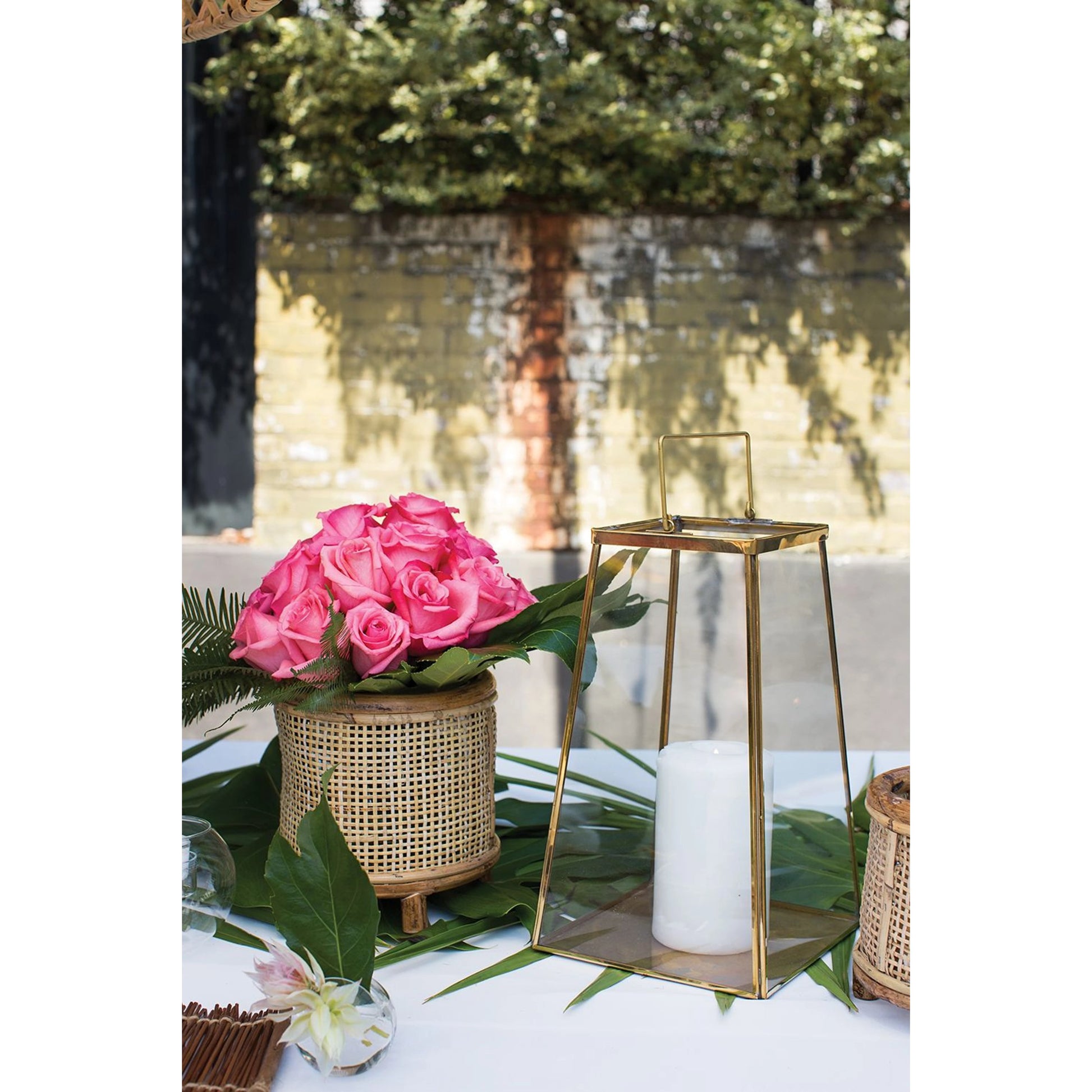Paramount Lantern by Accent Decor in gold. Made from metal in a modern style.