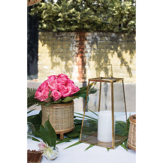 Paramount Lantern by Accent Decor in gold. Made from metal in a modern style.