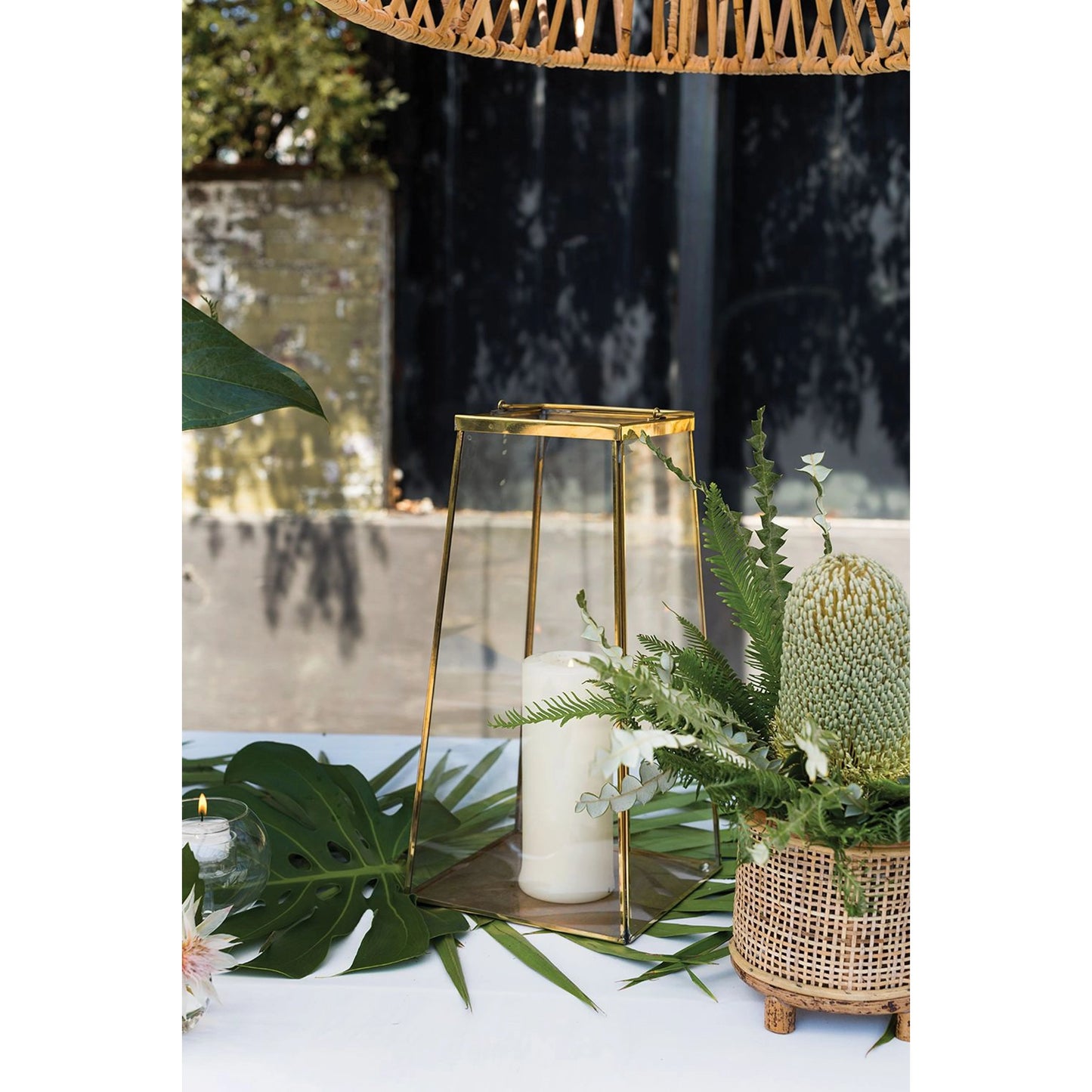 007 SI-2085407 | Lifestyle | Paramount Lantern by Accent Decor in gold. Made from metal in a modern style.