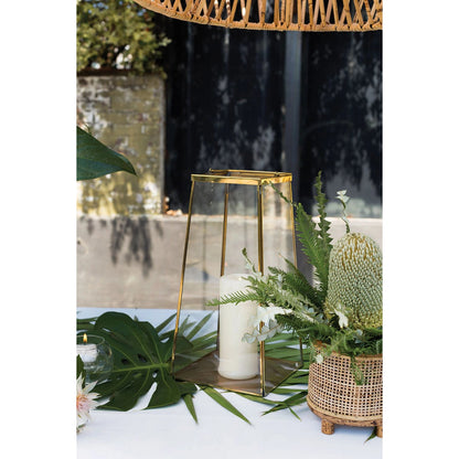 Paramount Lantern by Accent Decor in gold. Made from metal in a modern style.