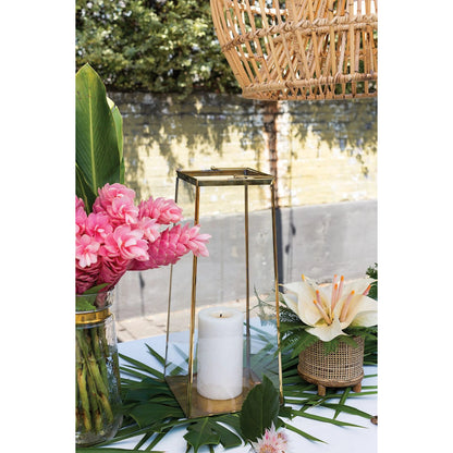 Paramount Lantern by Accent Decor in gold. Made from metal in a modern style.