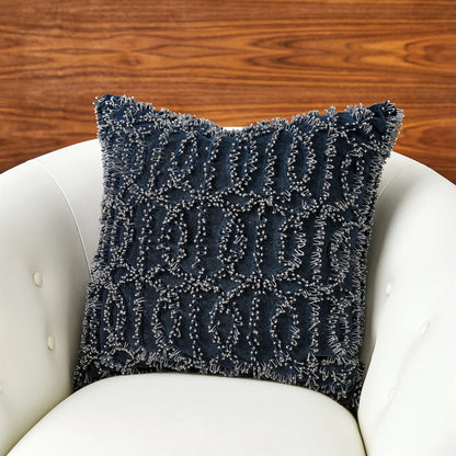 Circles Beaded Pillow by Global Views in indigo. Made from unique in a modern style.