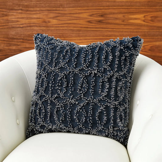 Circles Beaded Pillow by Global Views in indigo. Made from unique in a unique style.