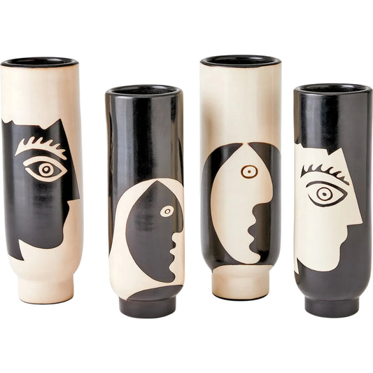 Simple Face Vase by Global Views in black, natural. Made from unique in a unique style.