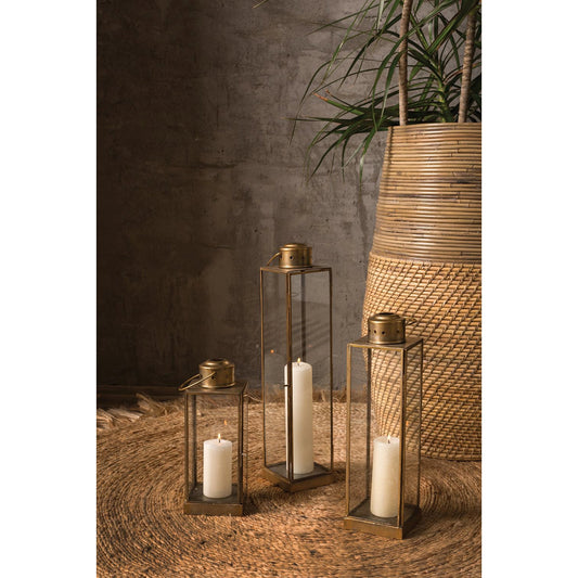Hartman Lantern by Accent Decor in brass. Made from glass in a cottage & farmhouse style.