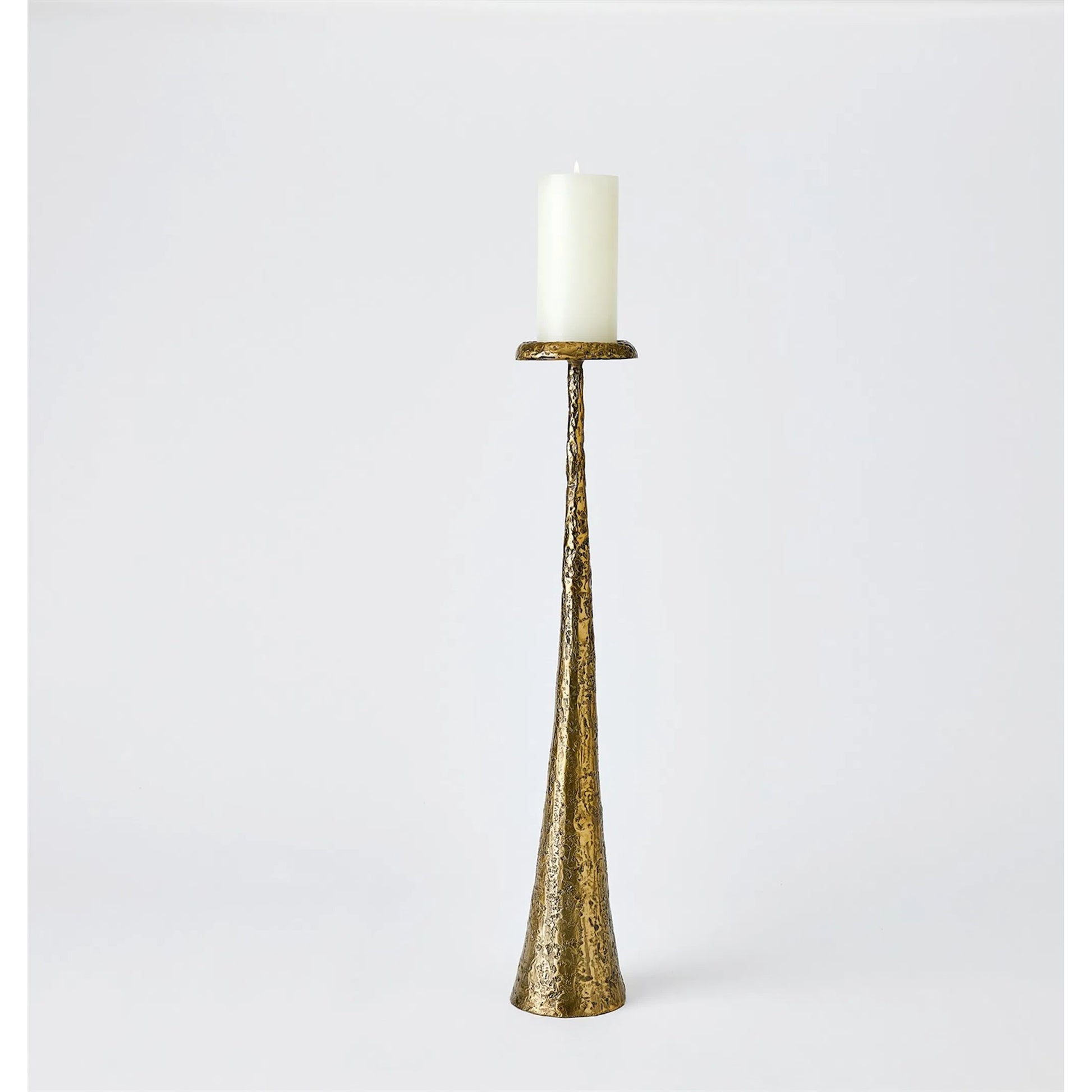 Beacon Candle Holder by Global Views in red and antique brass. Made from unique in a unique style.