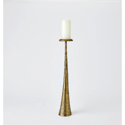 Beacon Candle Holder by Global Views in red and antique brass. Made from unique in a unique style.