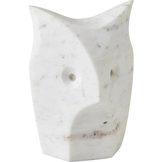 Standing Owl by Global Views in white. Made from banswara white marble in a unique style.