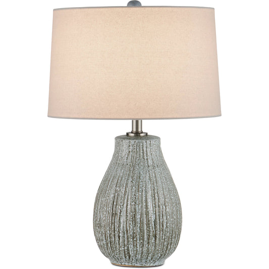 Fidella Table Lamp by Currey and Company in reactive black, white, brushed nickel. Made from ceramic in a modern style.