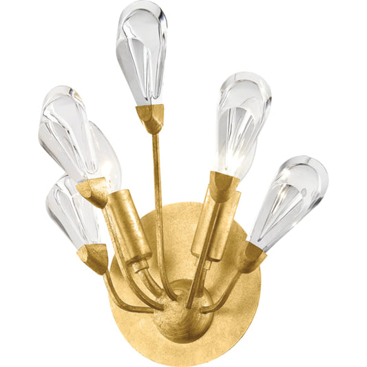 Tulip Wall Sconce by Hudson Valley in gold leaf. Made from brass in a modern style.