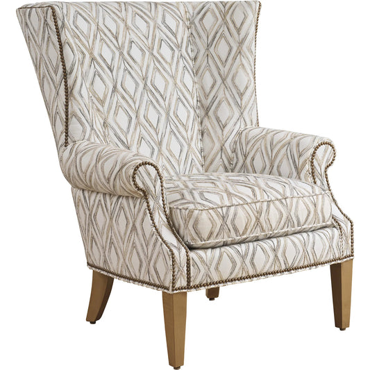 001 SI-2540543 | Primary Silo | Marissa Wing Chair by Lexington in white, ivory and tan. Made from oak, fabric in a unique style.