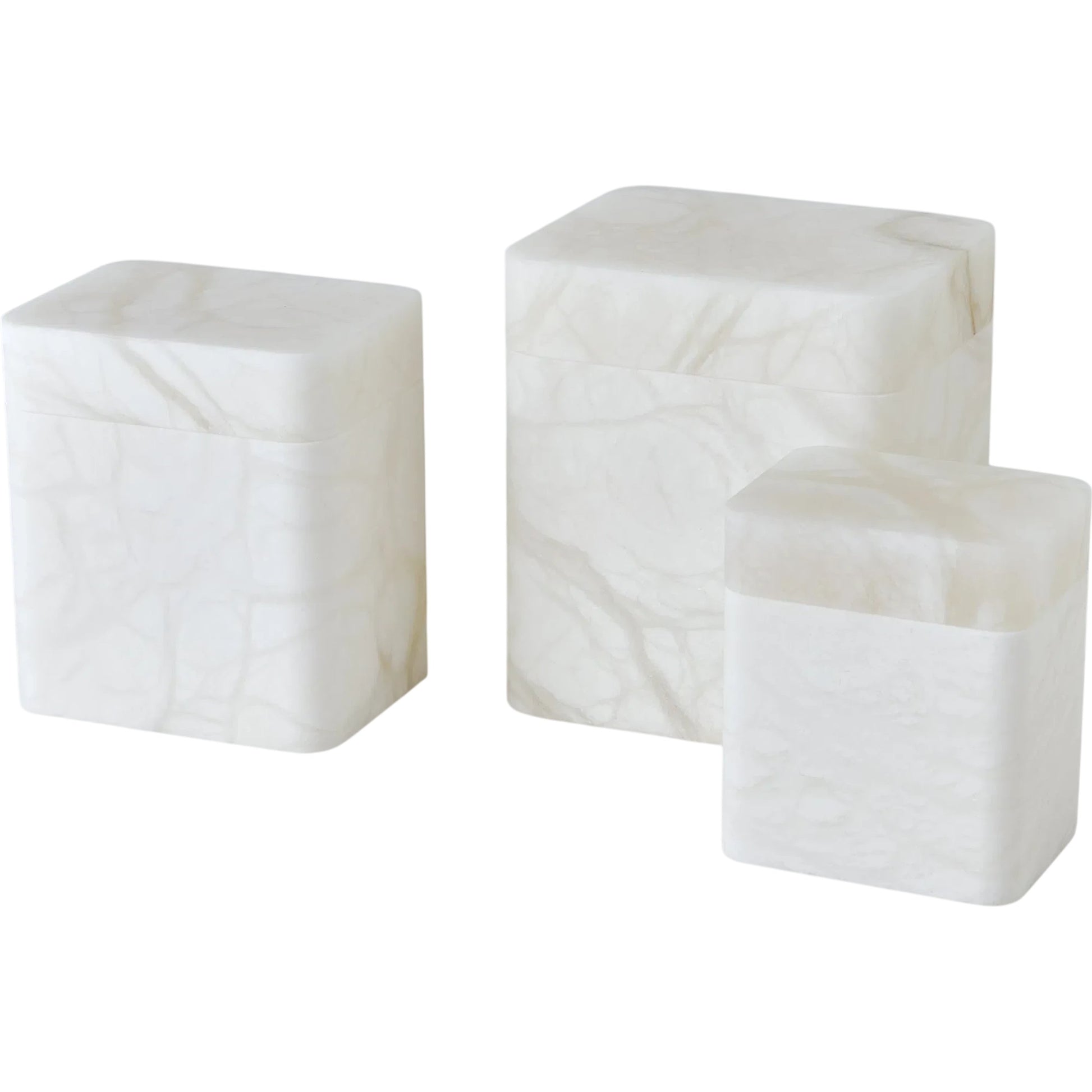 Raggio Alabaster Box by Global Views in white. Made from alabaster in a unique style.
