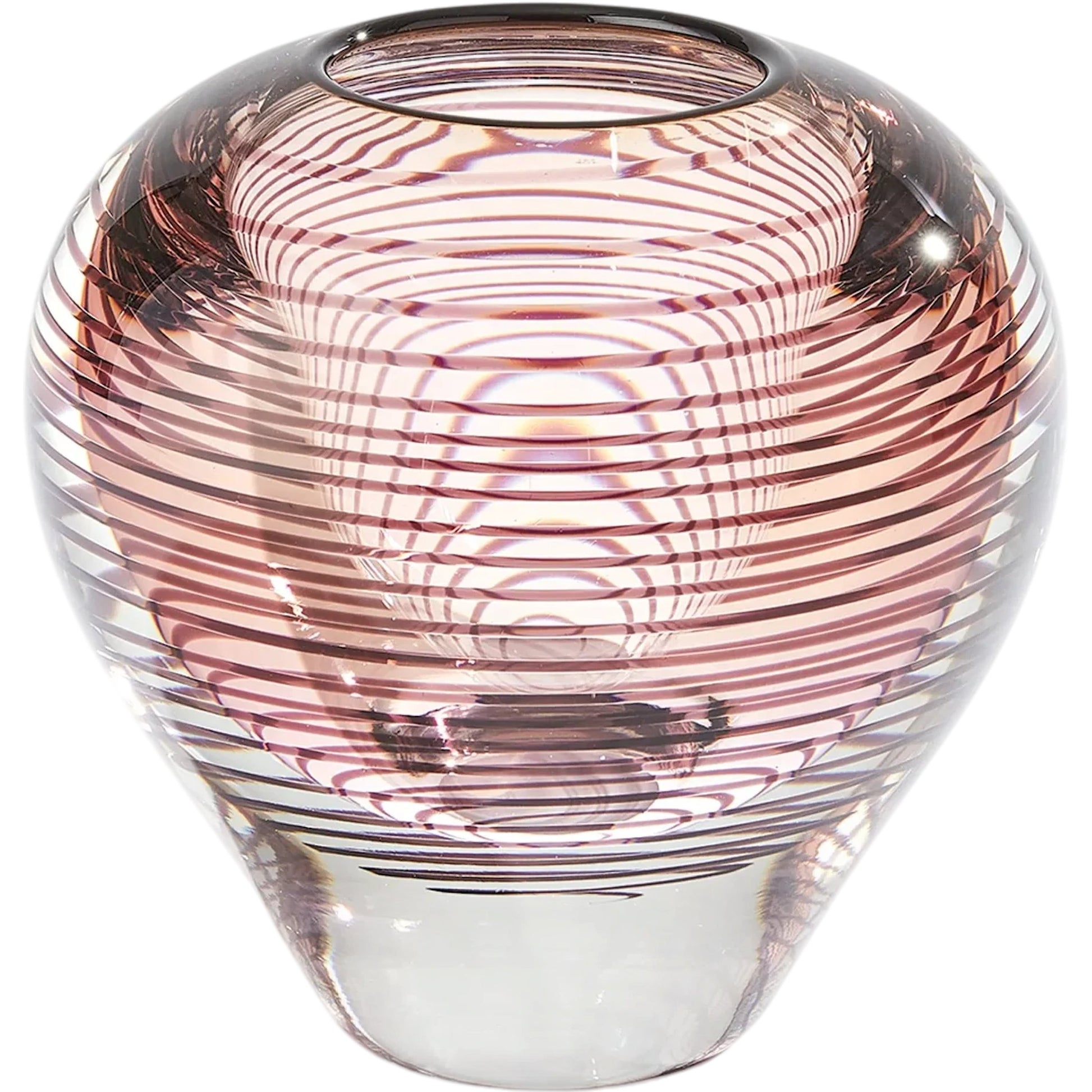 Spiraled Vase by Global Views in amber. Made from art glass in a modern style.