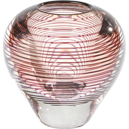 Spiraled Vase by Global Views in amber. Made from art glass in a modern style.
